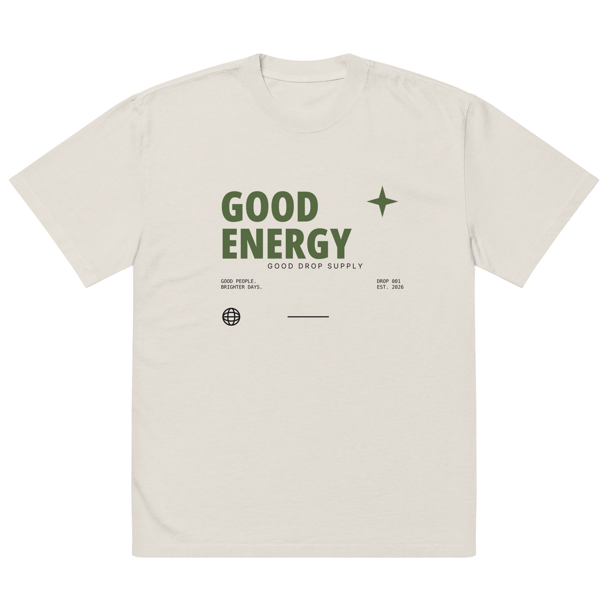Oversized Faded T-Shirt – Good Energy flat lay front view